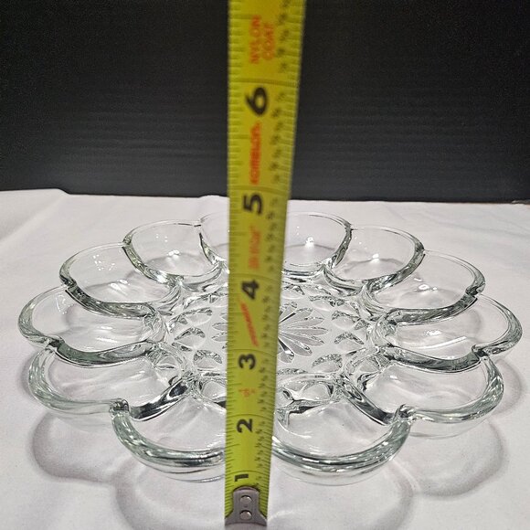 Vintage Clear Anchor Hocking Egg Platter Deviled Egg Plate Excellent Condition - Picture 6 of 8